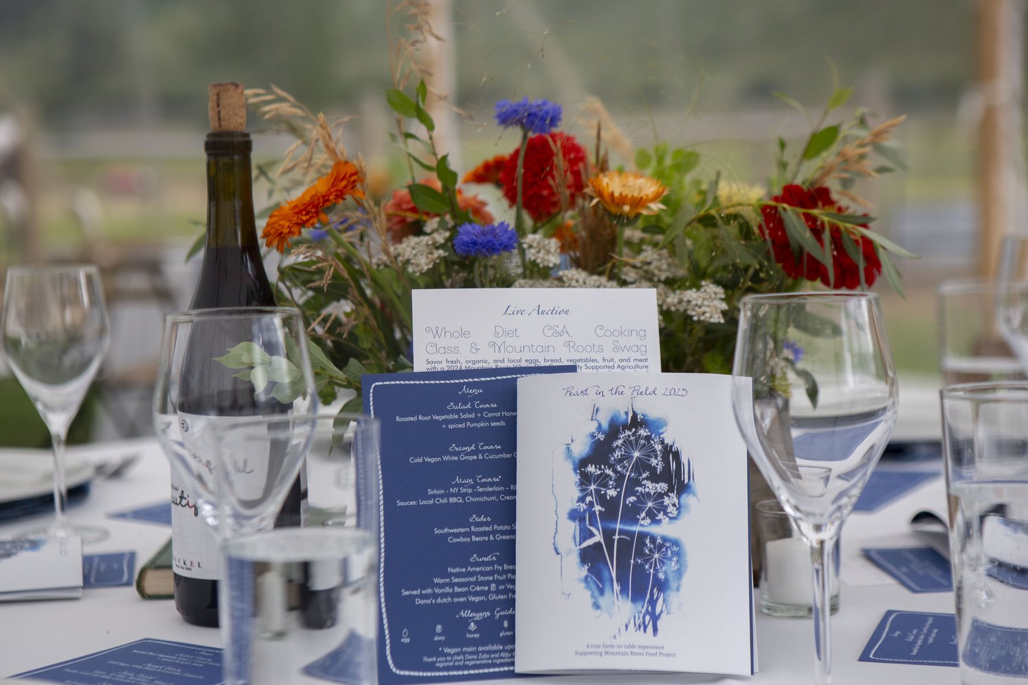 Mountain Roots' Feast in the Field featured local flowers by Sundrop Flora and local wine from Buckel Family Wine.(Photo by Julia Sams)